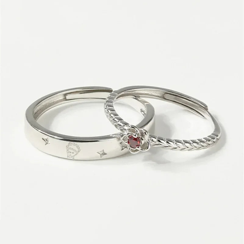 O Pequeno Príncipe e a Rosa - (Ajustável) - Prata