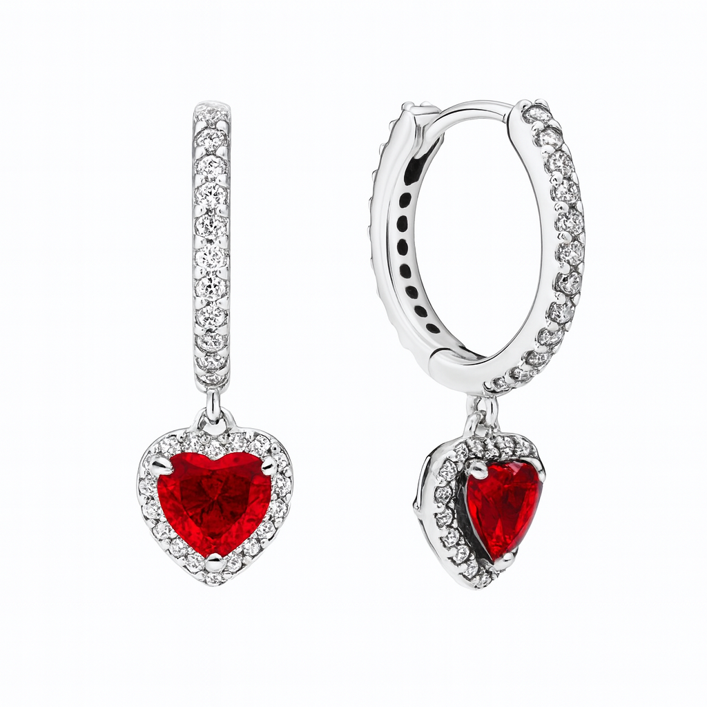 Brincos De Argola e Coração - Prata 925