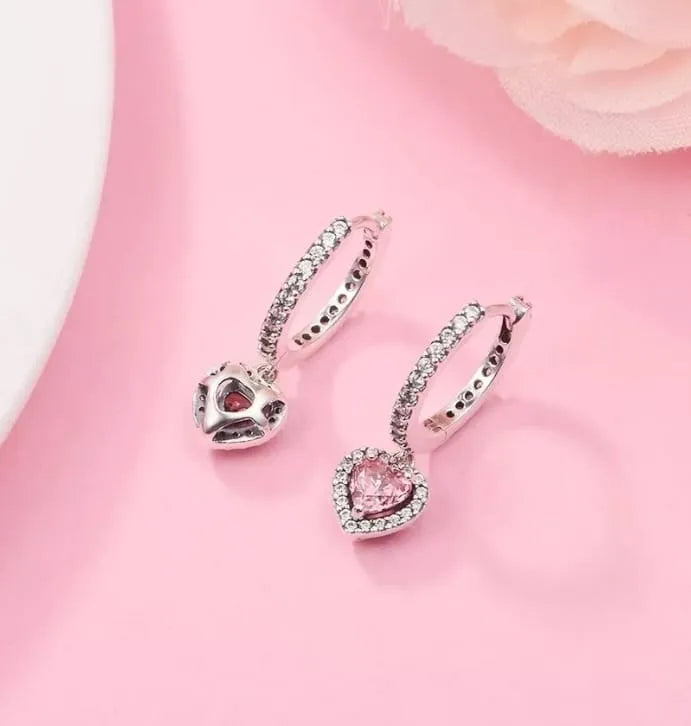 Brincos De Argola e Coração - Prata 925