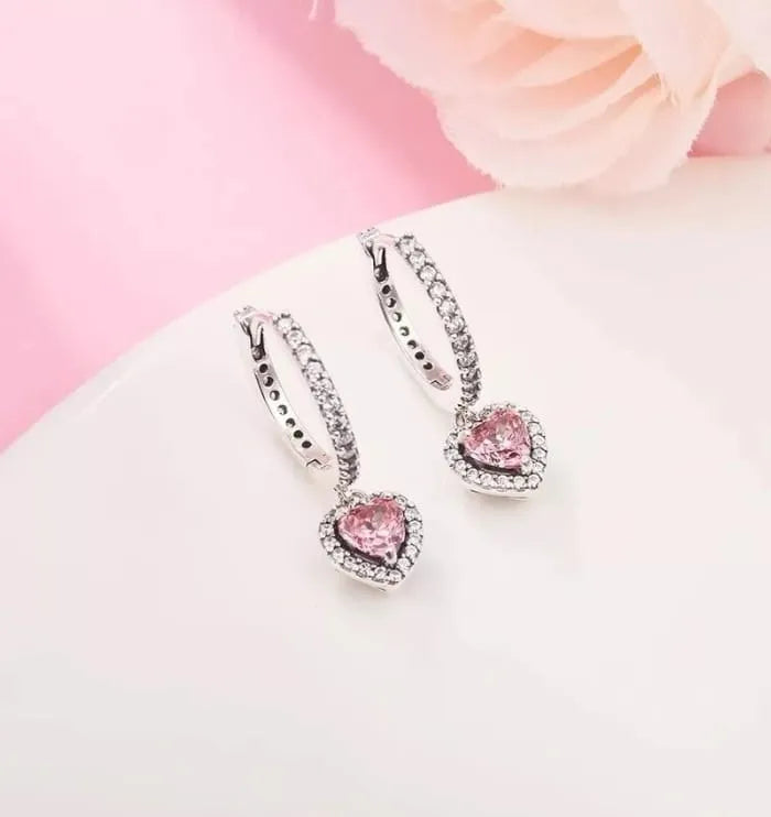 Brincos De Argola e Coração - Prata 925