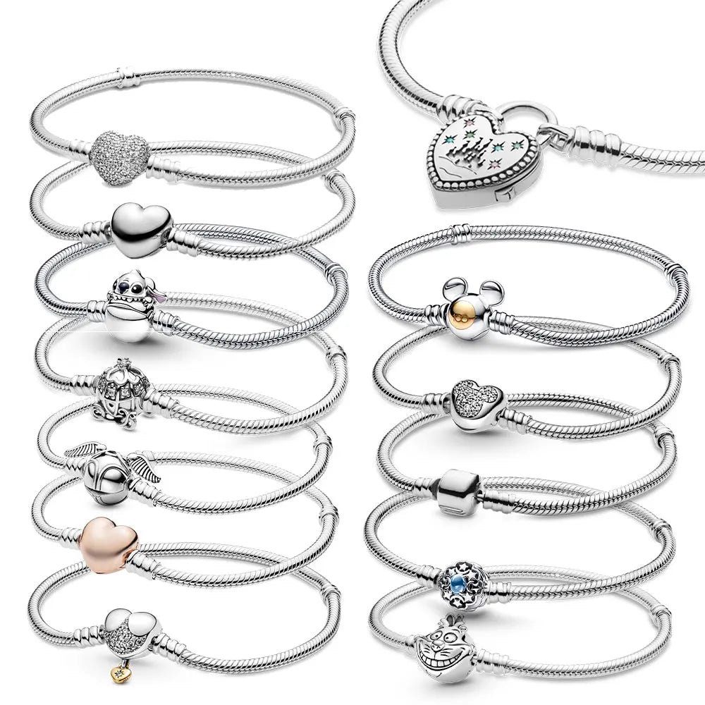 Moda coração pulseira cobra osso corrente pulseira castelo abóbora carro pulseira caber momento charme para mulheres moda jóias diy presente