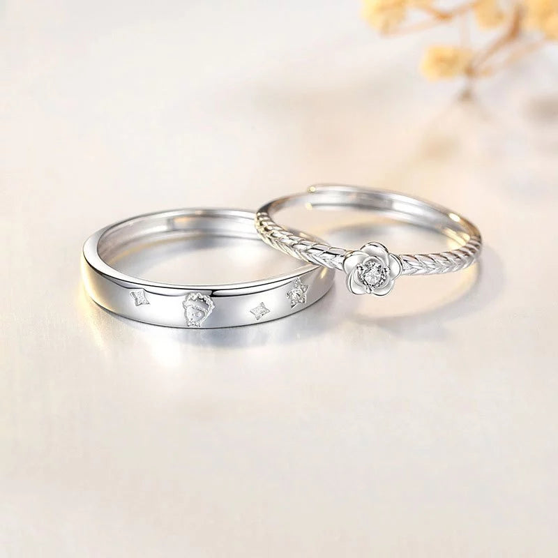 O Pequeno Príncipe e a Rosa - (Ajustável) - Prata