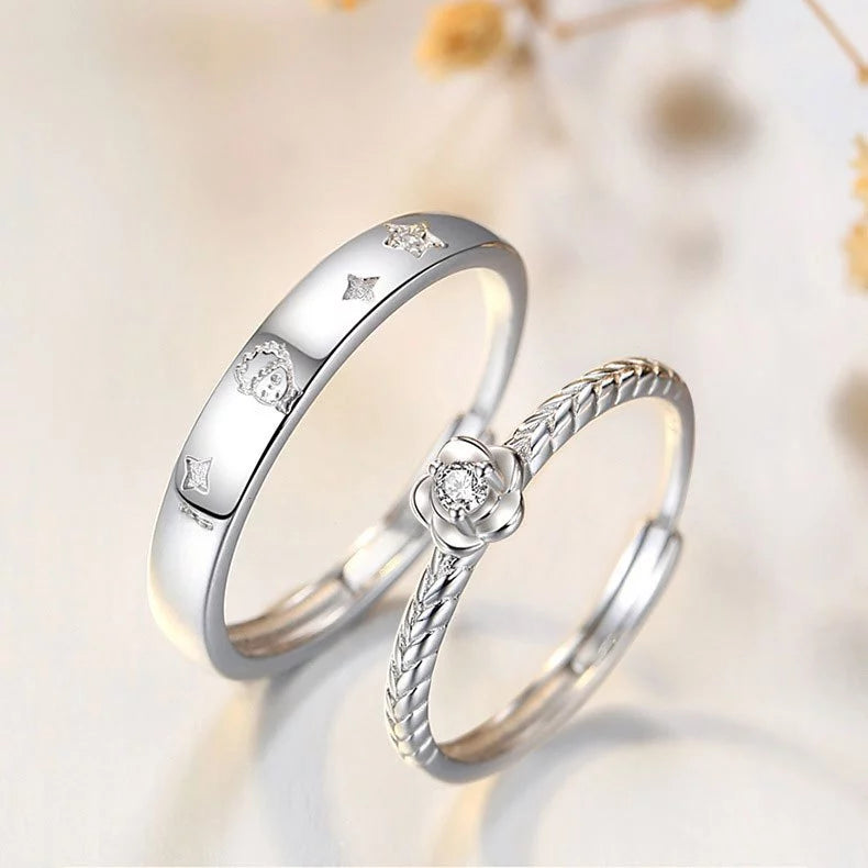 O Pequeno Príncipe e a Rosa - (Ajustável) - Prata