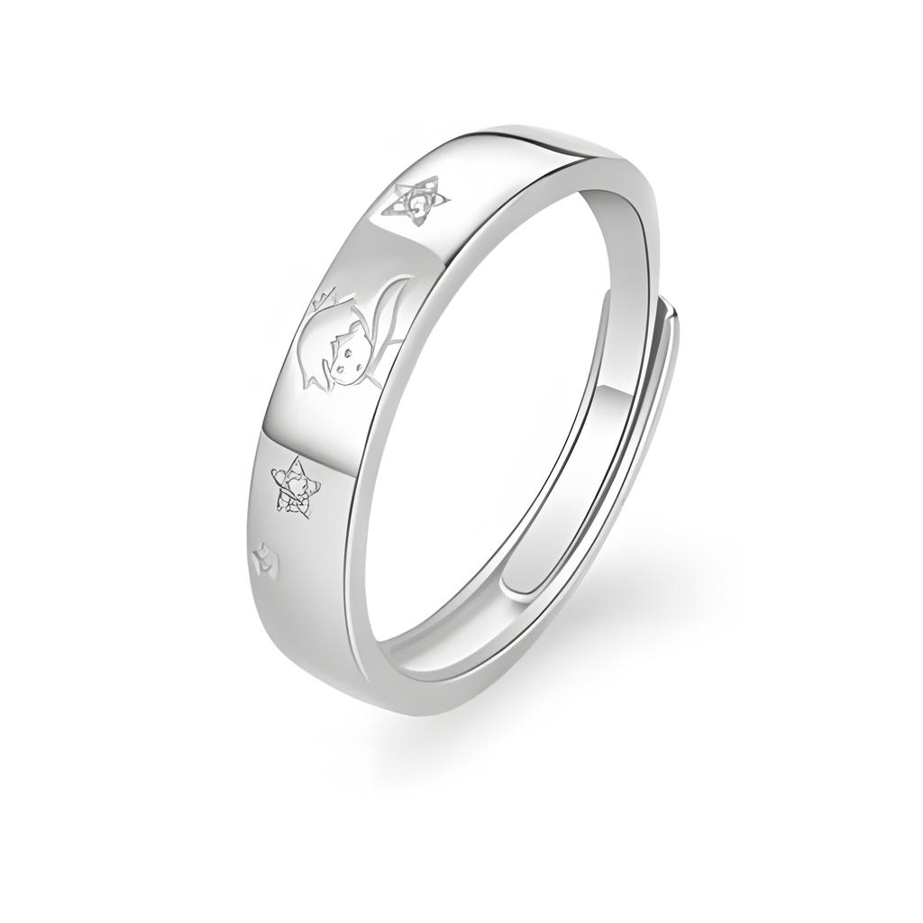 O Pequeno Príncipe e a Rosa - (Ajustável) - Prata 925 - Melly