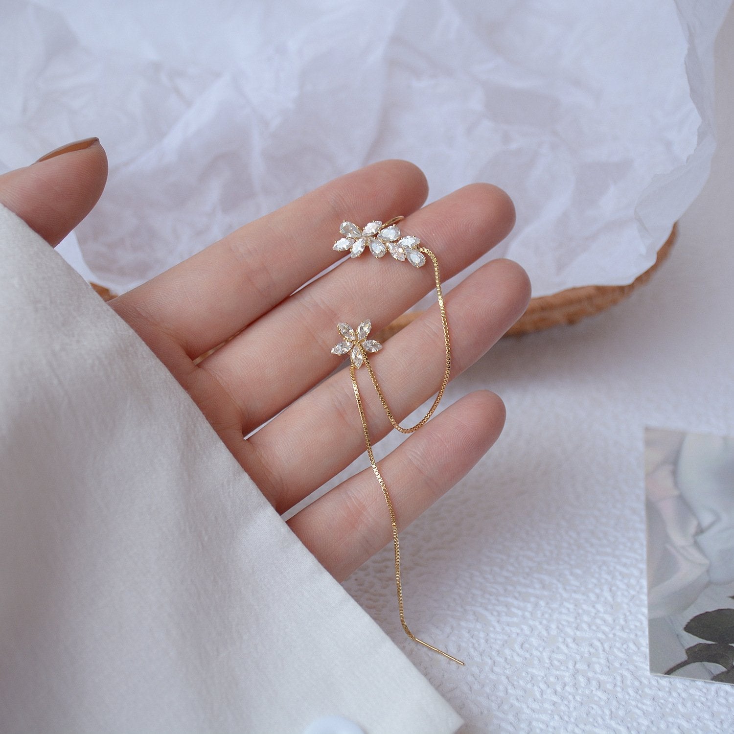FLOWER THREADER EARRING
