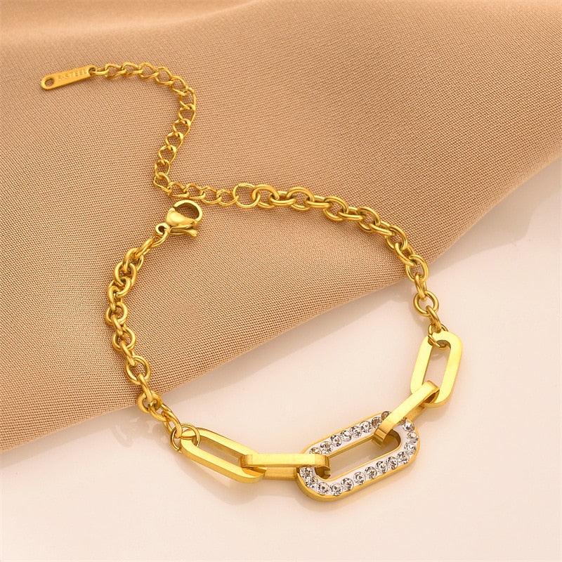 Pulseira Feminina Luxuosa Elos Cravejado - Melly