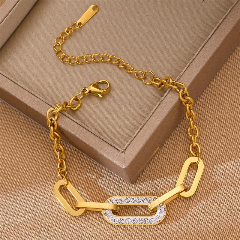 Pulseira Feminina Luxuosa Elos Cravejado - Melly