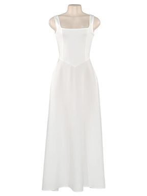Fantoye-vestido maxi colarinho quadrado feminino, pulseira de espaguete preta, cintura alta, fino e elegante, roupa de festa sexy, outono