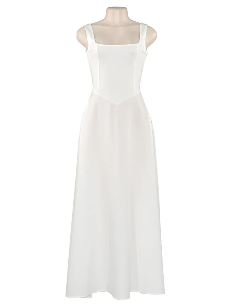 Fantoye-vestido maxi colarinho quadrado feminino, pulseira de espaguete preta, cintura alta, fino e elegante, roupa de festa sexy, outono