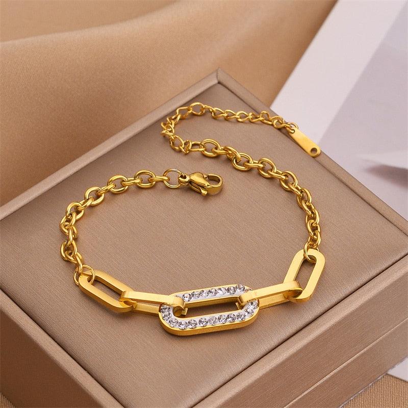 Pulseira Feminina Luxuosa Elos Cravejado - Melly